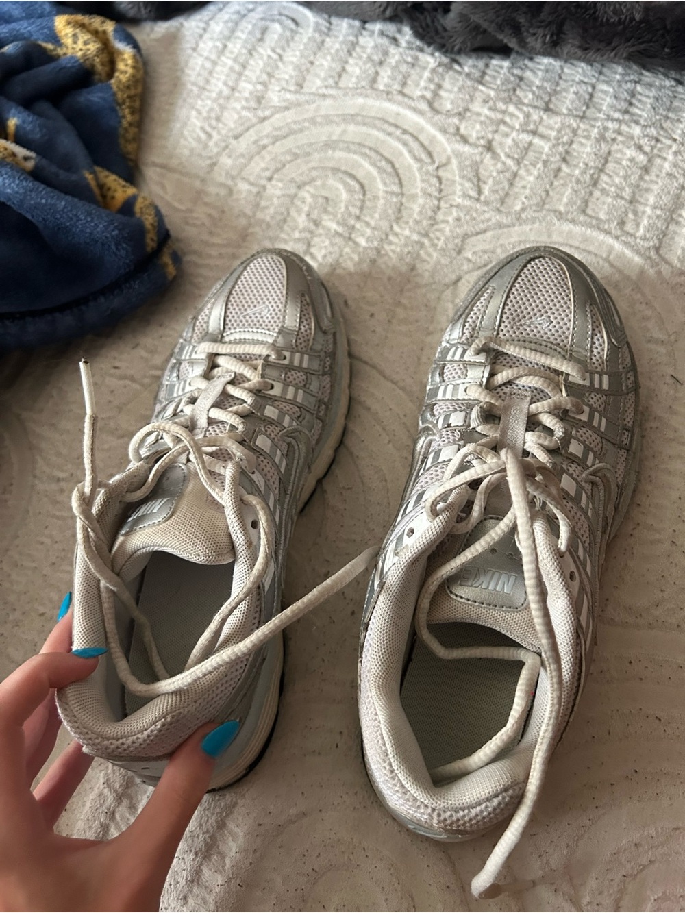 Nike Metallic Silver Lace-Up Athletic Sneakers